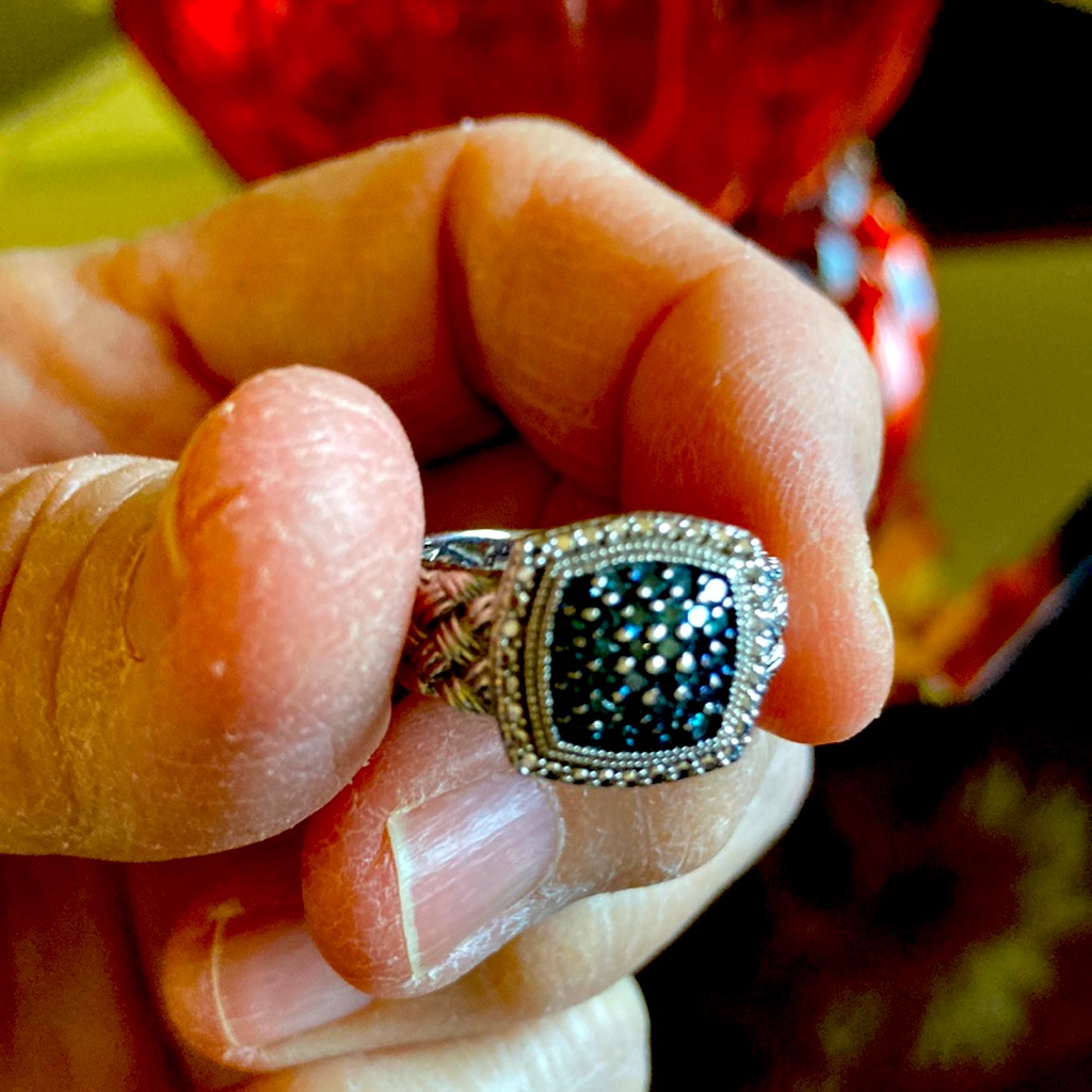 Blue Diamond Sterling Ring